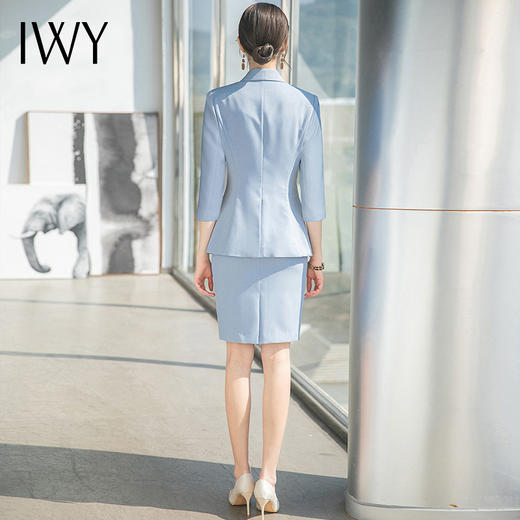 IWY/莫兰迪蓝色高端制服套裙职业装气质女神范套装收腰正装工作服C1600+S1548 商品图3