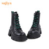 【春节不打烊】Safiya/索菲娅 黑色马丁靴2022年冬季新款小众双系带厚底粗跟真皮短靴女 SF24116098 商品缩略图10