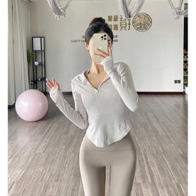 跃牌【禅语梵心系列】连帽衫半拉链插袖运动外套女高弹裸感瑜伽服修身长袖FX1978（不带胸垫）