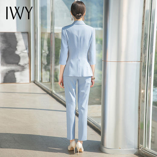 IWY/蓝色高级感西装套装女时尚职业装气质女神范修身显瘦面试正装C1600+P1548 商品图3