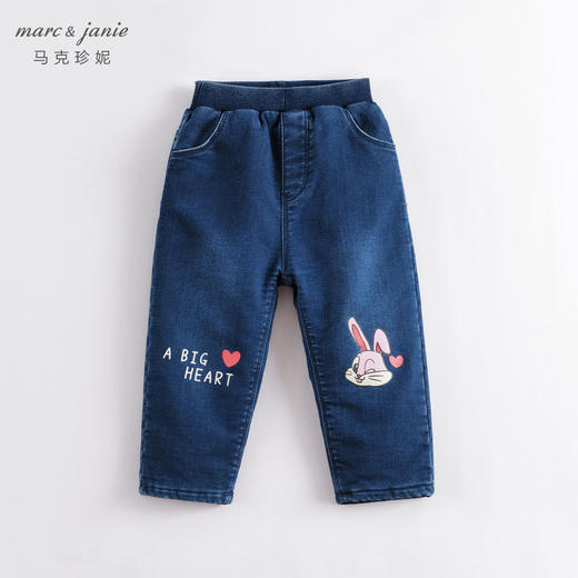 马克珍妮秋冬新款 女童小兔子仿针织牛仔裤 儿童棉裤221687 商品图0