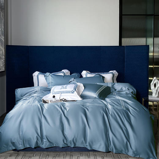 39-41mm纤维长度 新疆阿拉尔大桃棉  迷雾蓝铂金棉四件套 商品图0