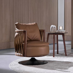 【现代风-CY214休闲椅】现代风/ 客厅/北美黑胡桃木/实木&真皮 休闲沙发