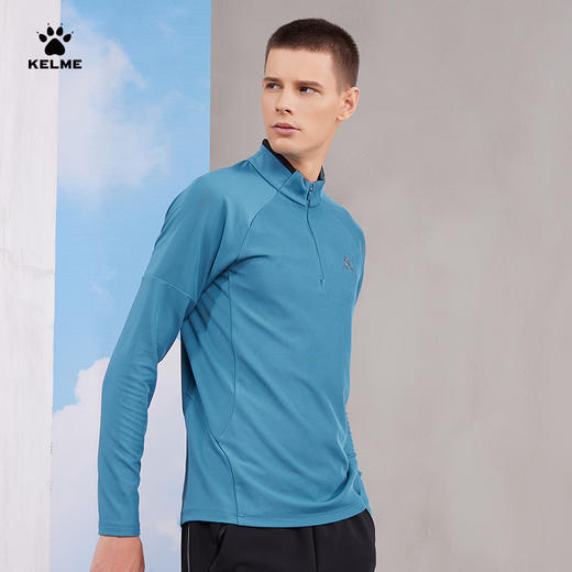 卡尔美足球训练长袖T恤男半拉链针织运动套头衫拇指扣卫衣 商品图3