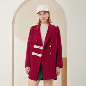 MH9C8斯尔丽瑟俪2022年冬上新商场同款时尚西装领撞色搭畔气质短款大衣