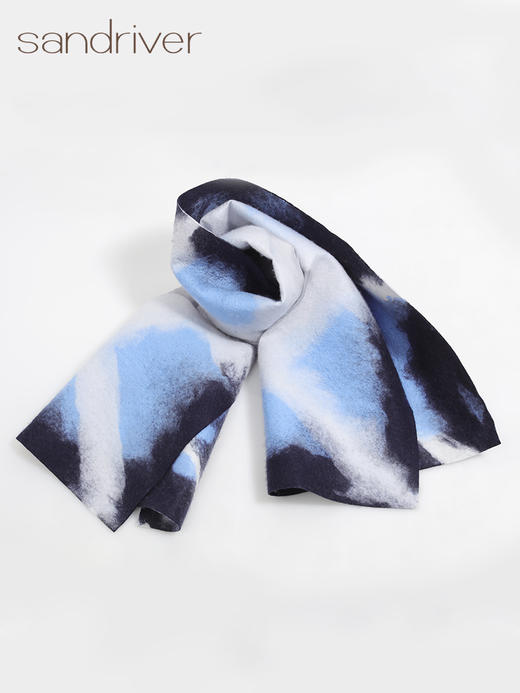 羊绒扎染围巾秋冬百搭轻奢桑蚕丝女士披肩保暖加厚防风 商品图1