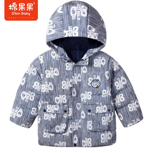 商场同款棉果果冬季连帽男童保暖抗冻印花中长款羽绒服印花时尚M412102922703 商品图2