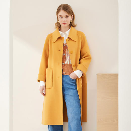 MH9D7斯尔丽瑟俪2022年冬上新商场同款精致简约利落干练娃娃领大衣外套 商品图0