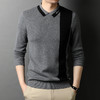 BP-1970 羊毛衫男假两件秋季新款时尚撞色长袖翻领毛衣中年上衣打底衫男装 商品缩略图2