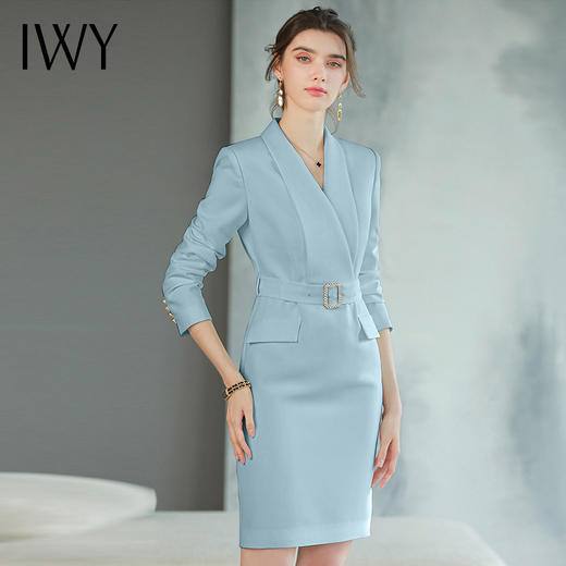 IWY/蓝色秋季高端职业套装气质女神范正装套裙小个子西装连衣裙Q761-L 商品图4