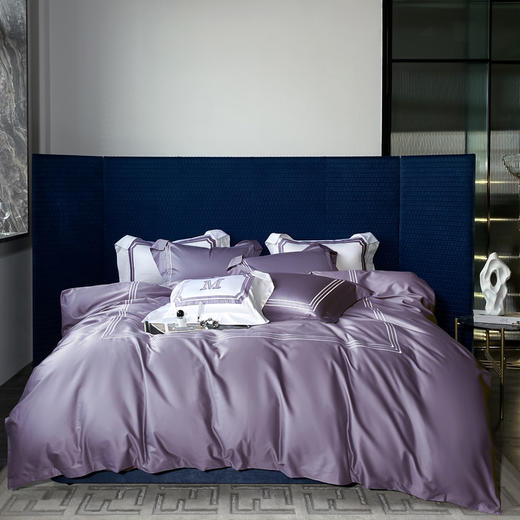 39-41mm纤维长度 新疆阿拉尔大桃棉  紫沙灰铂金棉四件套 商品图0