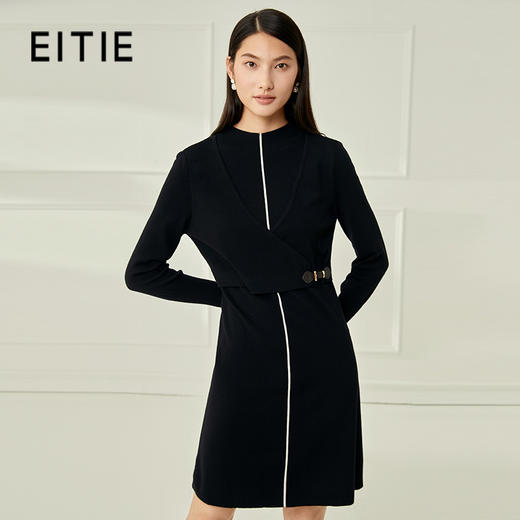 EITIE爱特爱秋季新款女装半高领修身显瘦打底针织衫连衣裙6701410 商品图0