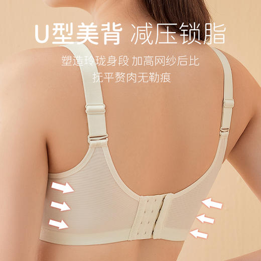 雅黛丽内衣大胸显小收副乳防下垂全罩杯蕾丝文胸无钢圈美背胸罩女 商品图3