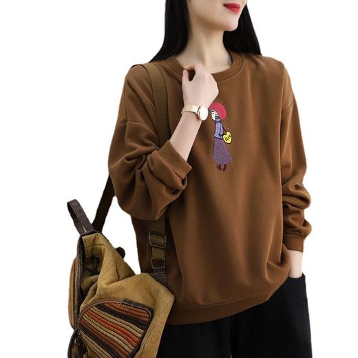 JT-2022082302 卫衣女2022新款春秋季韩版休闲时尚宽松大码百搭刺绣长袖上衣潮 商品图4