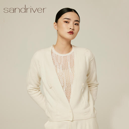 羊绒手绣提花外套秋冬女士上衣小香风修身气质百搭开衫 商品图2