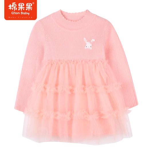商场同款棉果果冬季女童针织甜美风公主纱裙弹力棉线网纱连衣裙M422700522612 商品图0