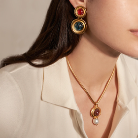 北京仓｜Ben Amun-Sola-红蓝玻璃 耳夹 （无需耳洞）［美国设计师］