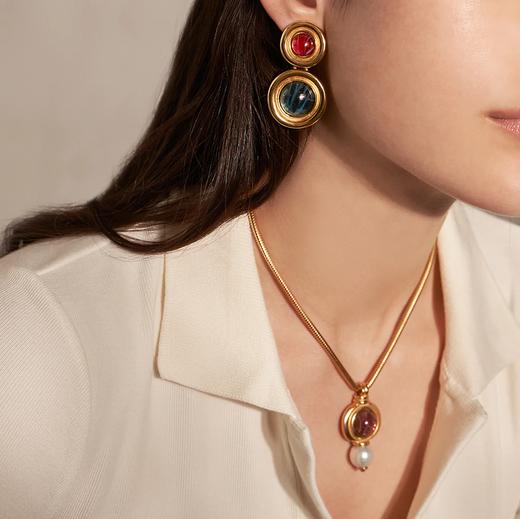 北京仓｜Ben Amun-Sola-红蓝玻璃 耳夹 （无需耳洞）［美国设计师］ 商品图0