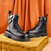 【春节不打烊】Safiya/索菲娅 真皮黑色短靴2022年冬季新款潮酷小众扣针英伦机车马丁靴 SF24116118 商品缩略图8