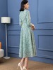 SSGS-S233LLQ158H70新款高端优雅气质收腰V领长袖绿色蕾丝连衣裙 商品缩略图3