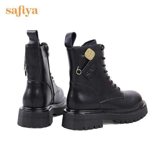 【春节不打烊】Safiya/索菲娅 真皮黑色短靴2022年冬季新款潮酷小众扣针英伦机车马丁靴 SF24116118 商品图5