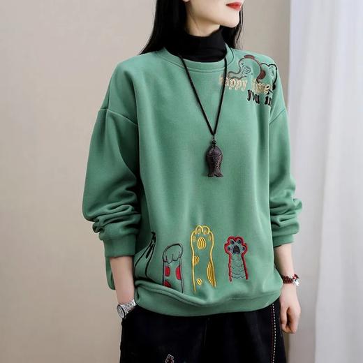 JT-2022082302 卫衣女2022新款春秋季韩版休闲时尚宽松大码百搭刺绣长袖上衣潮 商品图7