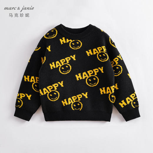 【柔蓝绒/天鹅绒】马克珍妮秋冬新款 男童笑脸针织毛衣221397 商品图2
