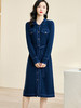 米思阳2024秋季新款时尚通勤长袖针织裙子明线装饰收腰连衣裙3289 商品缩略图2