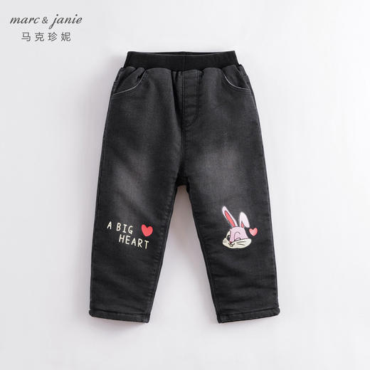 马克珍妮秋冬新款 女童小兔子仿针织牛仔裤 儿童棉裤221687 商品图1