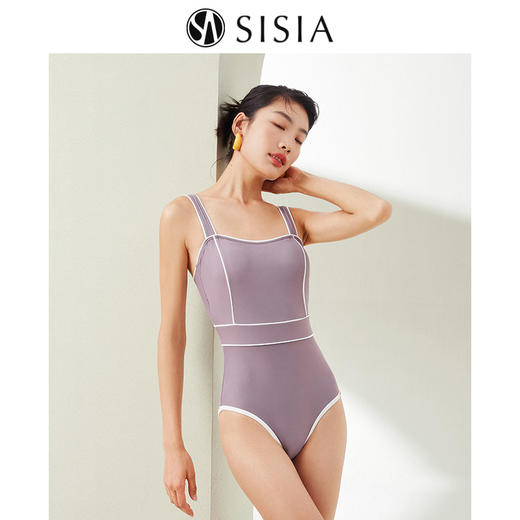 sisia泳衣女2022新款爆款性感显瘦遮肚女孩连体泳衣温泉度假纯欲 商品图0