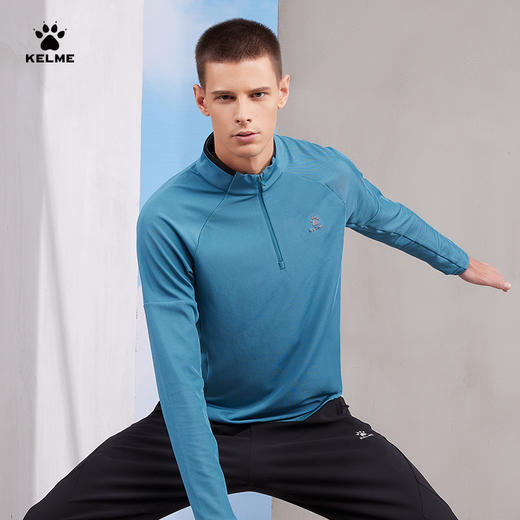 卡尔美足球训练长袖T恤男半拉链针织运动套头衫拇指扣卫衣 商品图1