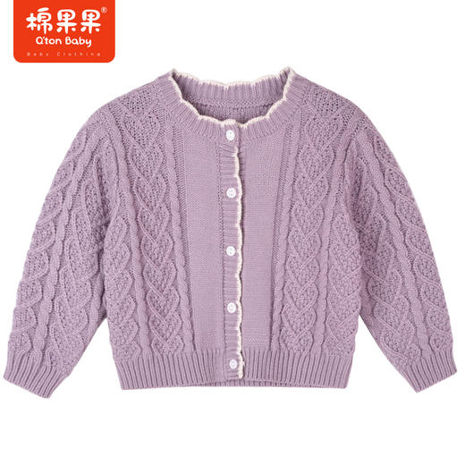 商场同款棉果果冬季女童全棉气质甜美提花圆领棉线开衫舒适柔软亲肤M422161522613 商品图0