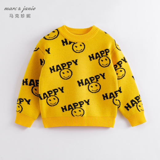 【柔蓝绒/天鹅绒】马克珍妮秋冬新款 男童笑脸针织毛衣221397 商品图1