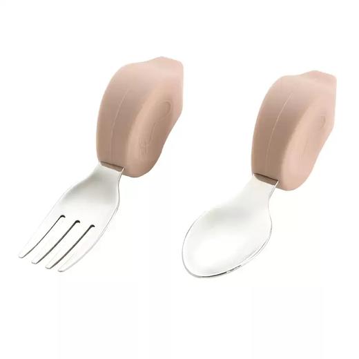 Qlittle宝宝学吃饭短柄叉勺婴儿训练勺叉不锈钢儿童餐具 6m+ 商品图3