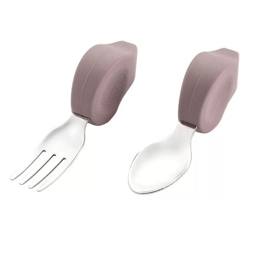 Qlittle宝宝学吃饭短柄叉勺婴儿训练勺叉不锈钢儿童餐具 6m+ 商品图4