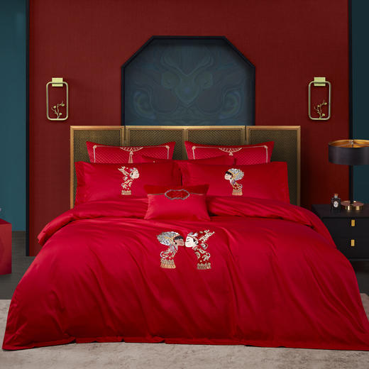 喜庆中国红婚庆套件国潮风-喜结良缘 商品图0