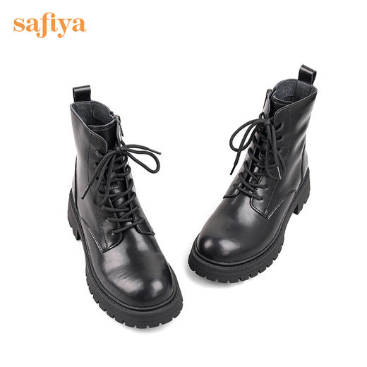 【春节不打烊】Safiya/索菲娅 真皮马丁靴女2022年冬季新款复古厚底高帮系带短靴 SF24116024 商品图11