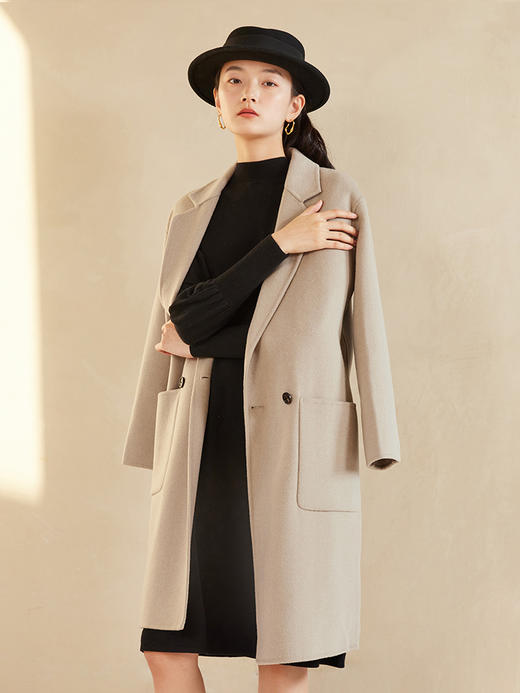 IN AND ON 简约百搭羊毛双面呢大衣 女士外套 22602 商品图5