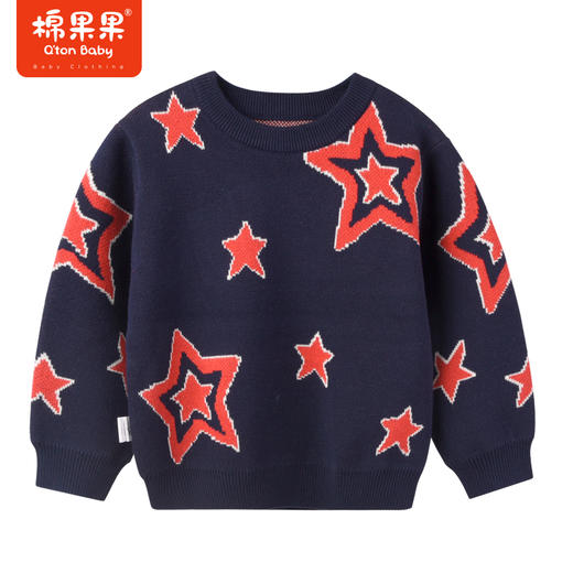 商场同款棉果果冬季男童五角星时尚百搭提花圆领套头棉线衫M412160222720 商品图1