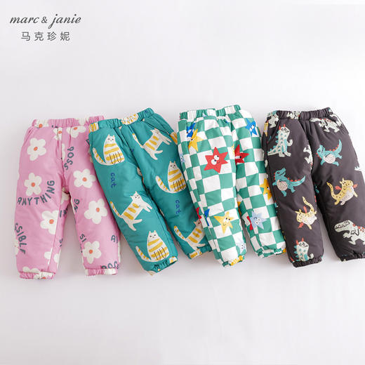 【杜邦棉】马克珍妮秋冬新款 男女童印花加绒棉裤221083 商品图0