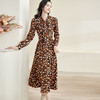 剩S/XXL 米思阳2024秋新款知性优雅系带领碎花连衣裙大摆针织中长裙3173 商品缩略图0
