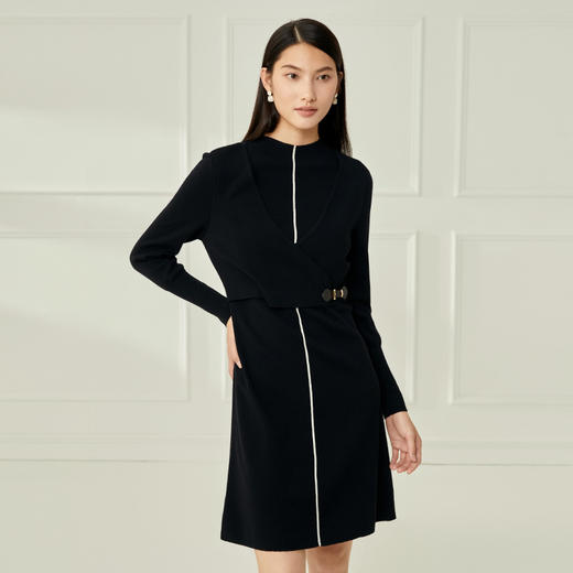 EITIE爱特爱秋季新款女装半高领修身显瘦打底针织衫连衣裙6701410 商品图3