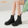 【春节不打烊】Safiya/索菲娅 真皮黑色短靴2022年冬季新款潮酷小众扣针英伦机车马丁靴 SF24116118 商品缩略图1