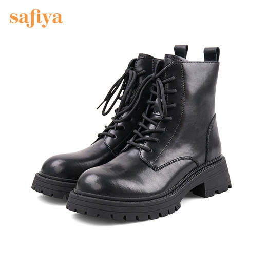 【春节不打烊】Safiya/索菲娅 真皮马丁靴女2022年冬季新款复古厚底高帮系带短靴 SF24116024 商品图7