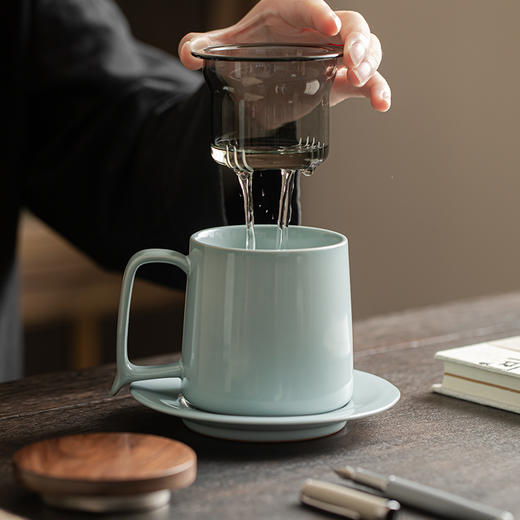 非遗天青汝瓷 泡茶器套组 办公杯系列 商品图3