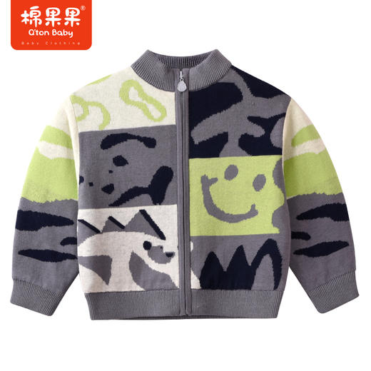 商场同款棉果果冬季男童拼色外套全棉柔软拉链棉线开衫M412161222716 商品图0