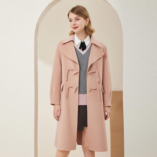 MH9C5斯尔丽瑟俪2022年冬上新商场同款俏皮时尚松树领牛角扣后开叉大衣 商品图0