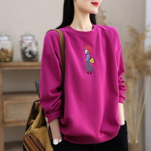 JT-2022082302 卫衣女2022新款春秋季韩版休闲时尚宽松大码百搭刺绣长袖上衣潮 商品图2