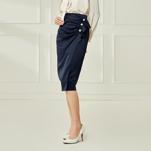 EITIE爱特爱秋季新款女装时尚包臀修身显瘦不规则半身裙6706402 商品图2