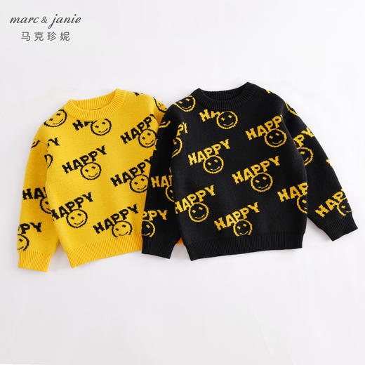 【柔蓝绒/天鹅绒】马克珍妮秋冬新款 男童笑脸针织毛衣221397 商品图0